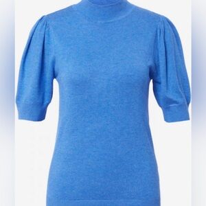 NWT B.Young turtleneck Blue Puff Sleeve top. Size XS
